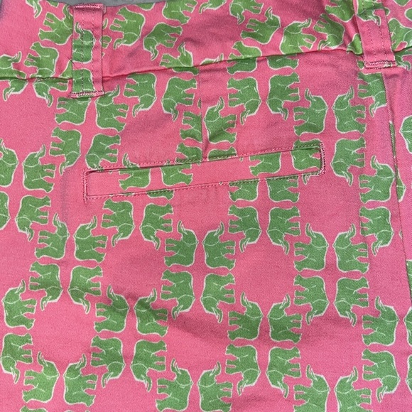 Crown & Ivy   Bermuda shorts  pink/Kelly green elephants  midrise   Size 4 - Picture 8 of 10